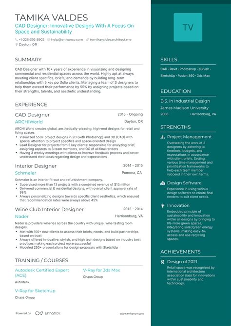 5 Cad Designer Resume Examples And Guide For 2024