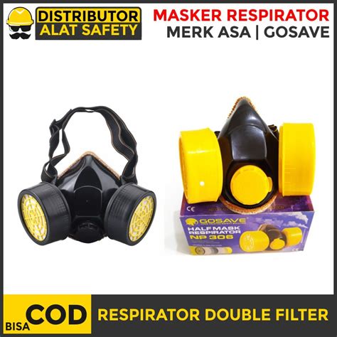 Jual Masker Chemical Double Cartridge Respirator Double Filter Hitam