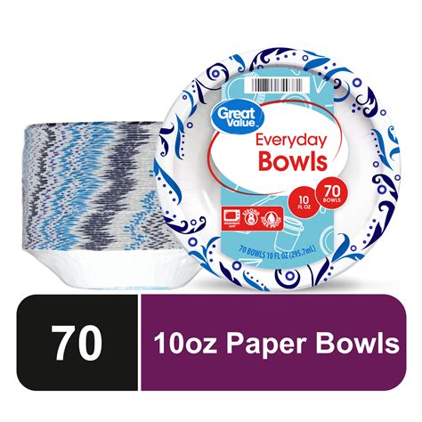 Great Value Everyday Disposable Paper Bowls 10 Oz 70 Count