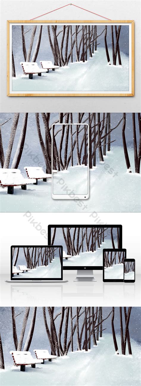 Cartoon Winter Park Path Illustration Background Illustration | PSD ...