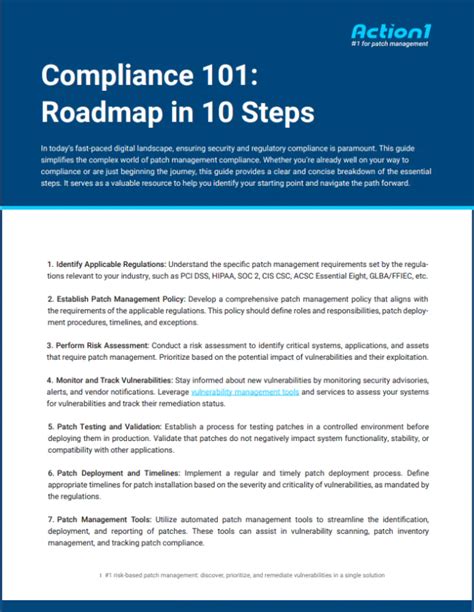 Compliance 101 Roadmap In 10 Steps Action1