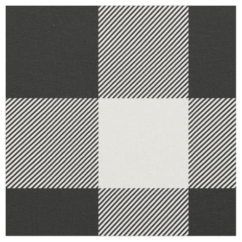 Rustic Black and White Buffalo Plaid Fabric | Zazzle