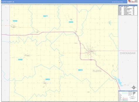 Floyd County, IA Zip Code Wall Map Basic Style by MarketMAPS