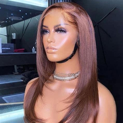 Chestnut Brown Hair Brown Wig Reddish Brown Frontal Wigs Lace