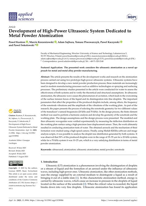 Pdf Development Of High Power Ultrasonic System Dedicated To Metal