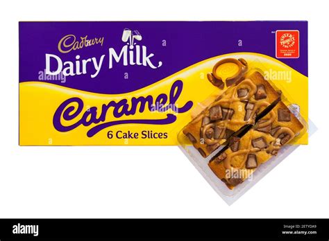 Packet Of Cadbury Dairy Milk Caramel Cake Slices Opened To Show