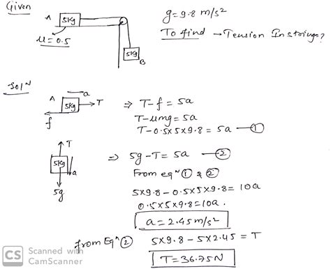 A Block Of Mass 5kg Resting On A Horizontal Surface Is Connected By A