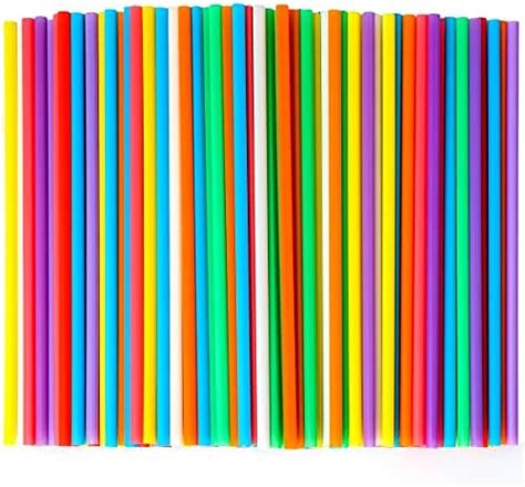 Amazon 100 Pcs Colorful Flexible Plastic Straws Disposable Long