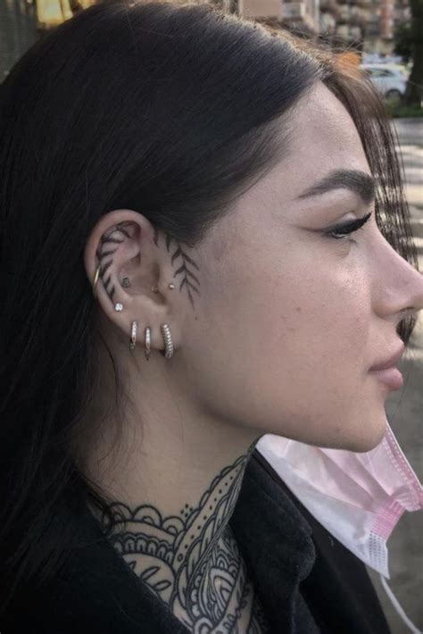 21 Cute And Cool Small Ear Tattoos For Women In 2021 Piercing Tattoo