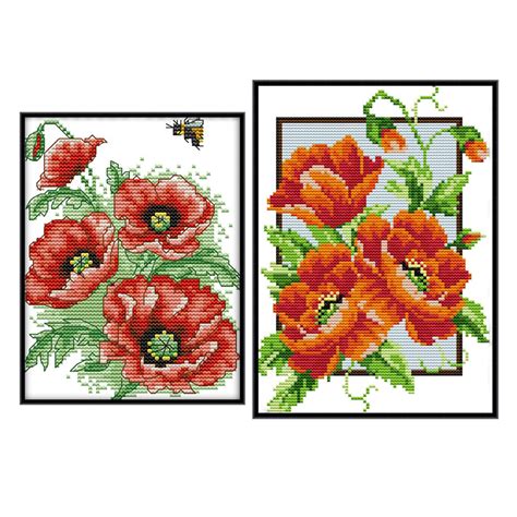 Freude Sonntag Mohn Blumen Diy Stickerei Kreuz Sti Grandado