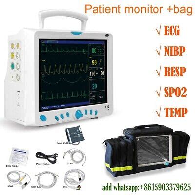 CONTEC ICU Patient Monitor Vital Signs Cardiac Machine With Handbag