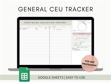 CEU Tracker Template Google Sheets Continuing Education Tracker