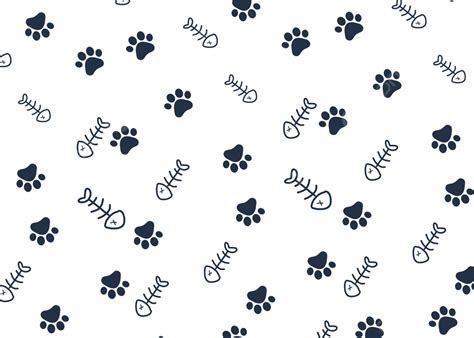 Hand Drawn Cute Seamless Cat Paw Background, Pc Wallpaper, Hand Painted ...