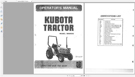 Kubota Tractor B8200 Operators Manual Automotive Repair Manual Heavvy