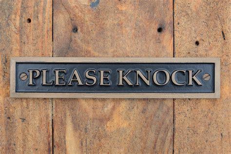 PLEASE KNOCK Door Sign. Front door sign Bronze Old Style | Etsy