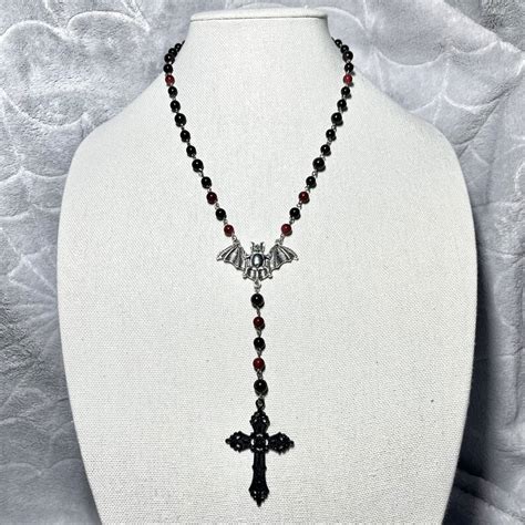 Black And Garnet Gothic Handmade Rosary Etsy