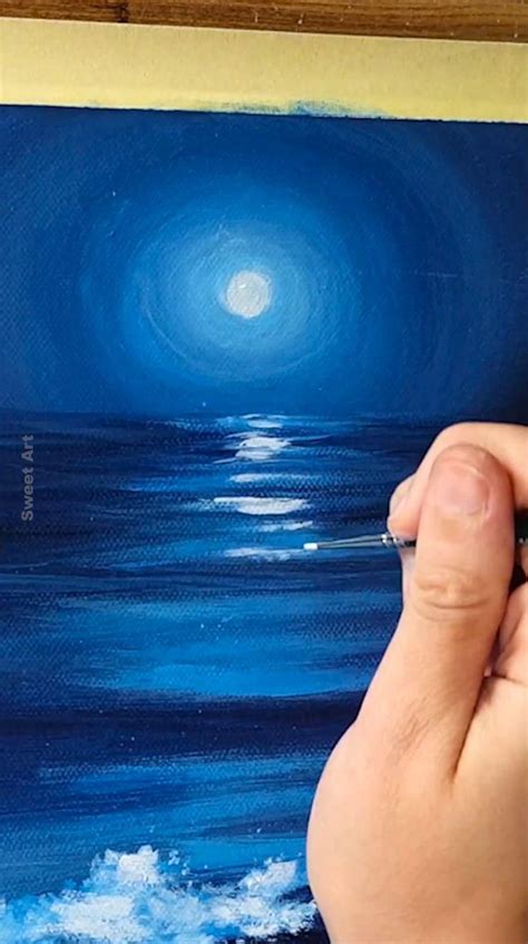 🌕 Night Ocean View 🌕 Acrylic Painting Process Timelapse in 2024 ...