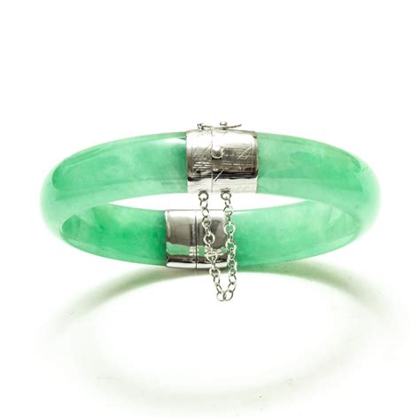 Green Jade Hinged Bangle Bracelet Kwan Collections Gems