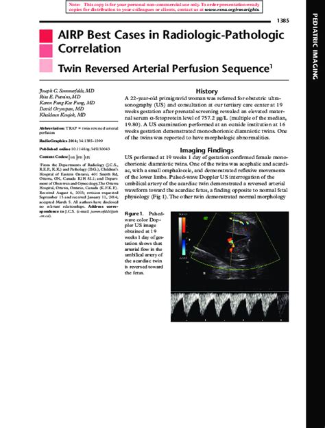 Pdf Airp Best Cases In Radiologic Pathologic Correlation Twin Reversed Arterial Perfusion