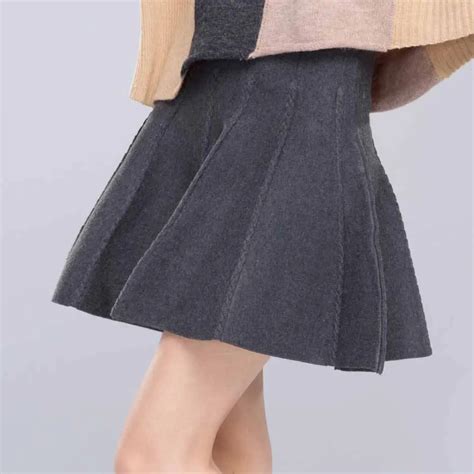 Knitted Skirt Womens Autumn Basic Casual Solid Color Elastic High Waist