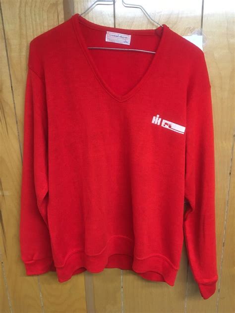 Vintage Red International Harvester Sweater Size Large IH 1970 80s EBay