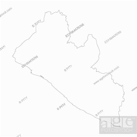 Liberia Country Thin Black Outline High Detailed Map Vector