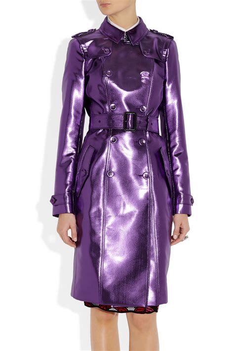 Burberry Prorsum Metallic Trench Coat In Purple Lyst