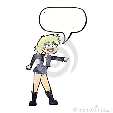 Cartoon Woman Pointing With Speech Bubble Stock Illustration