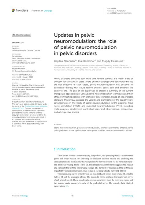 Pdf Updates In Pelvic Neuromodulation The Role Of Pelvic