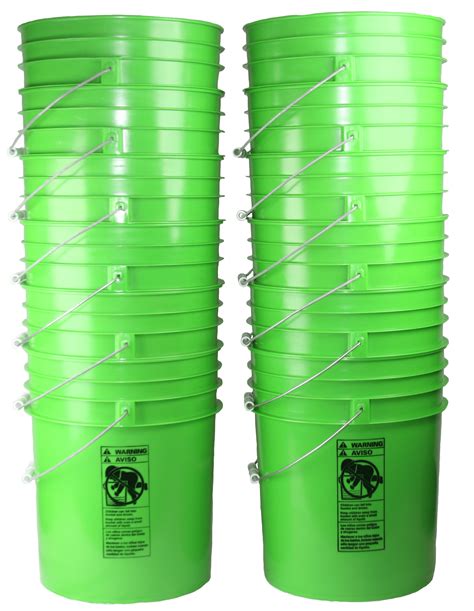 Bulk 5 Gallon Round Plastic Buckets 12 W Wire Handle And Grip Colors