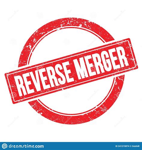 Reverse Merger Text On Red Grungy Round Stamp Stock Illustration