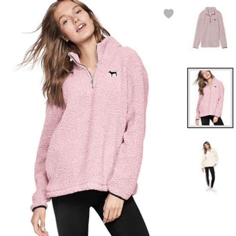 Pink Victorias Secret Tops Nwt Victorias Secret Pink Cozy Sherpa Boyfriend Quarter Zip