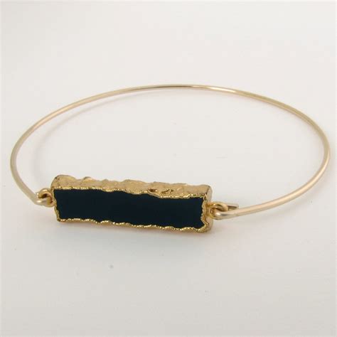 Black Onyx Bracelet For Women Black Onyx Bangle 14k Gold Fill Etsy