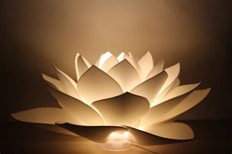 White Lotus Flower Lamp Ooak As Wedding Decor Night Light Lamp Etsy