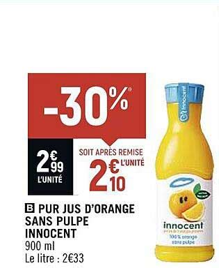 Promo Pur Jus D Orange Sans Pulpe Innocent Chez Spar ICatalogue Fr