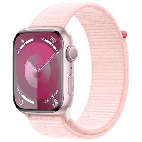 Apple Watch Series 9 45mm Rosa Rosa Nylon Armband Gomibo Ch