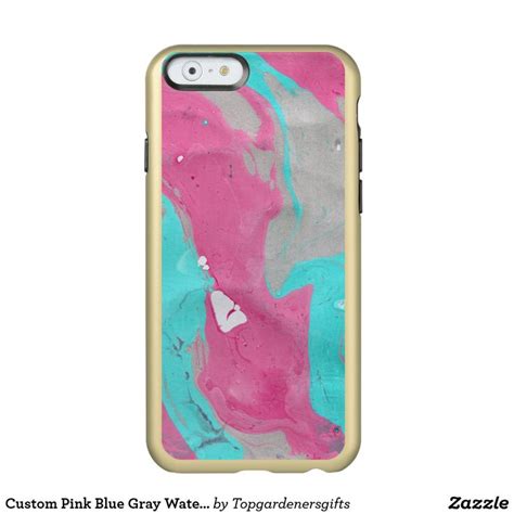 Custom Pink Blue Gray Watercolor Abstract Incipio Feather Shine Iphone 6 Case Abstract Iphone