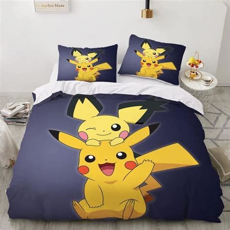 Housse De Couette Pokemon Pikachu Enfant 140x 200 Et Taie D Oreiller