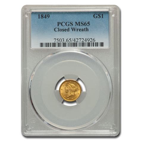 Buy 1849 1 Liberty Head Gold Dollar Ms 65 Pcgs Closed Wreath Apmex