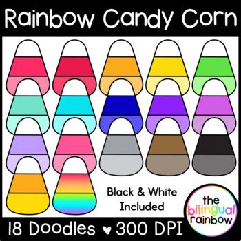 Rainbow Candy Corn Clipart by The Bilingual Rainbow | TPT