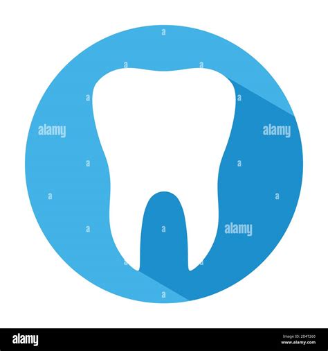 Icono De Diente Plano Aislado En Círculo Azul Y Sobre Fondo Blanco