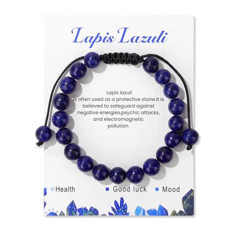 Pulsera Ajustable Con Cuentas De Lapisl Zuli Para Hombres Y Mujeres