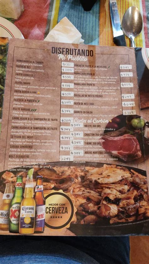 Carta Del Restaurante Mi Pueblito Matamoros C Cinco