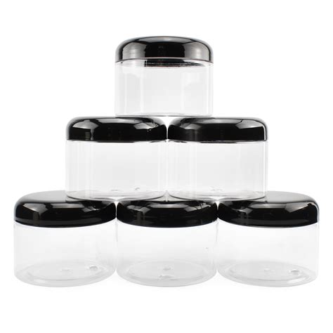 Cornucopia Brands 12 Ounce Clear Plastic Jars Wblack Plastic Lids 6