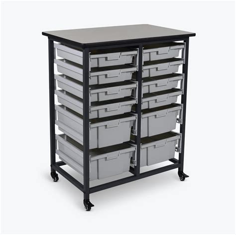 Buy Mobile Bin Storage Unit Double Row With Large And Small Gray Bins Shiffler Furniture