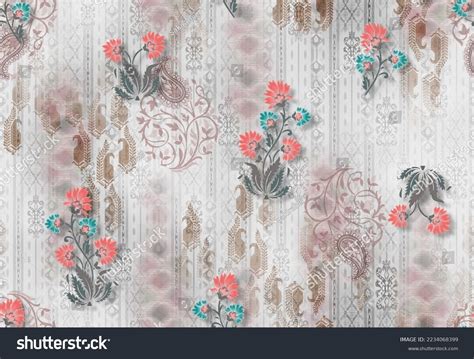 Traditional Floral Mughal Flower Pattern Design Stock Illustration ...