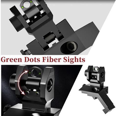 Tactical Fiber Optics Iron Sights 45 Degree Offset Flip Up Front And