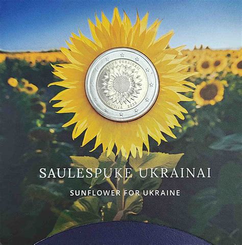 Lettonie 2 Euro Un Tournesol Pour L Ukraine 2023 Coincard Pieces