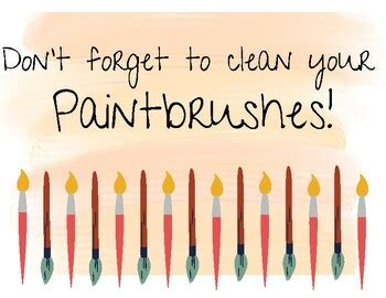 Printable Paintbrush Cleaning Sign By That Art Room TPT