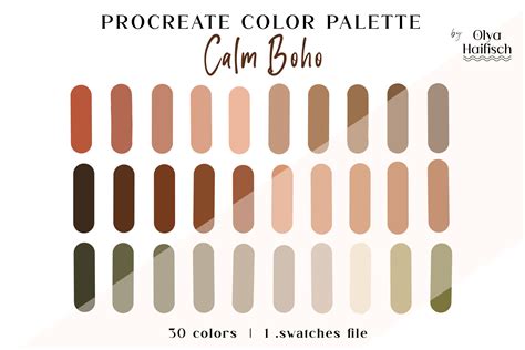 Boho Procreate Color Palette Earthy Warm Color Swatches By Olya Haifisch Thehungryjpeg